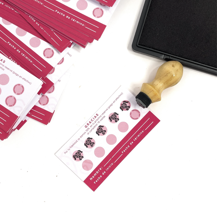 Sello para tarjetas cliente frecuente 1 x 1 cm