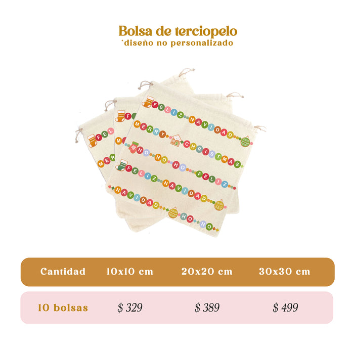 10 bolsas Navidad Manta