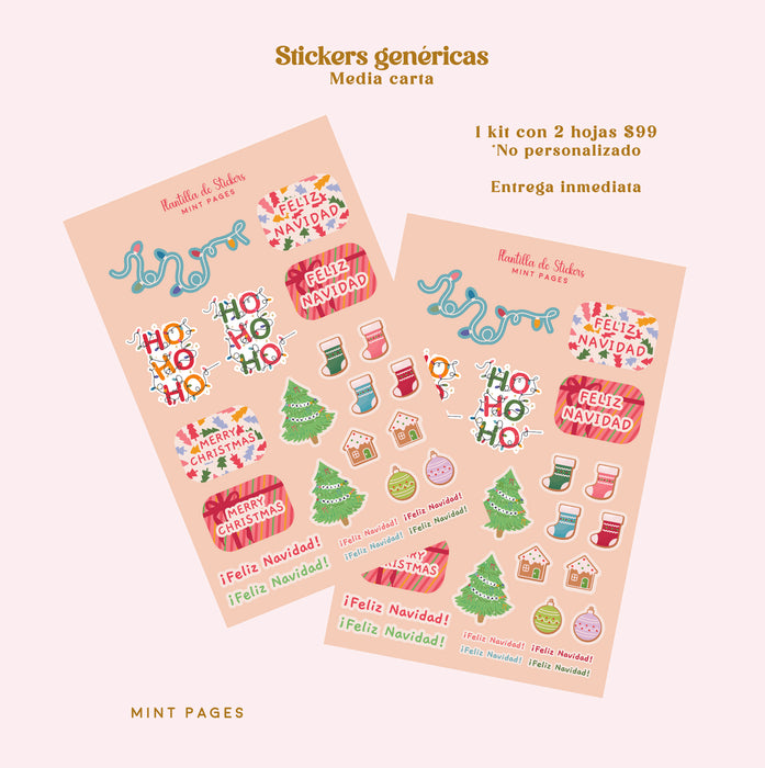 Planilla de Stickers Navideña