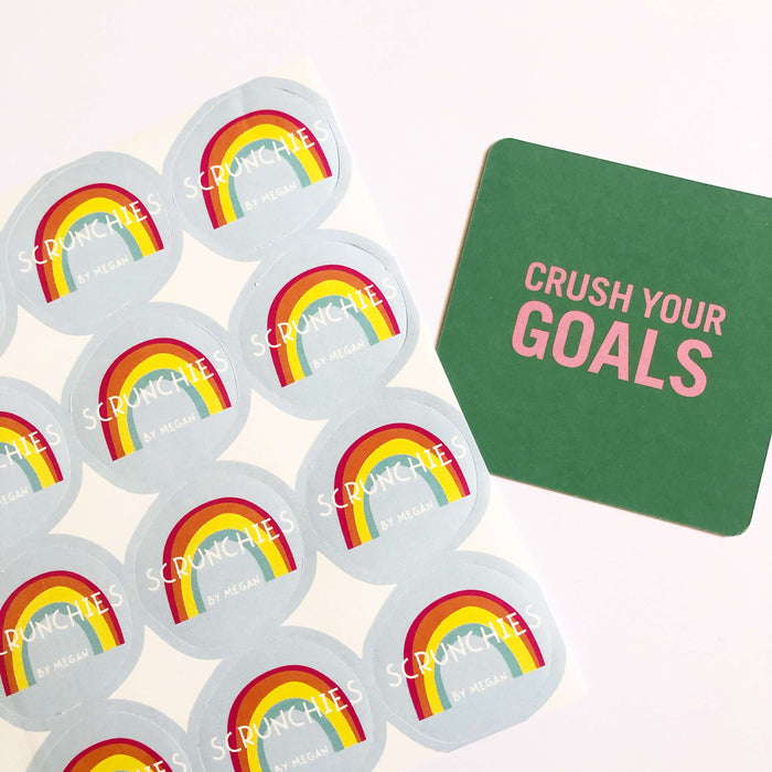 Stickers/Etiquetas Adheribles con logotipo para tus empaques. Stickers. Etiquetas para empaques. Etiquetas con logo Marca Mint Pages.