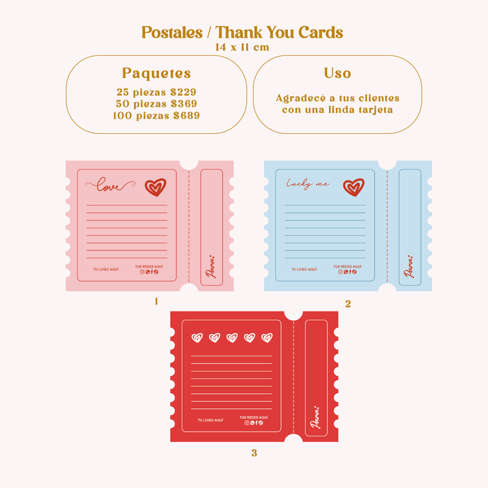 Thank you cards / Postales  San Valentín