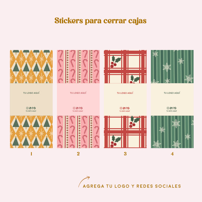 Stickers Para Cerrar Cajas Navidad