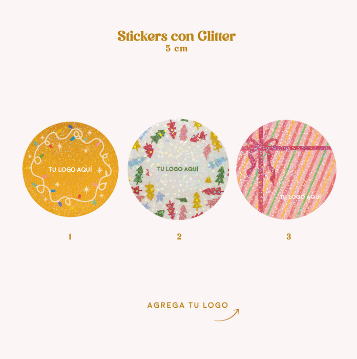 Stickers 5cm Glitter Navidad