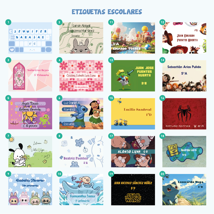 Etiquetas escolares