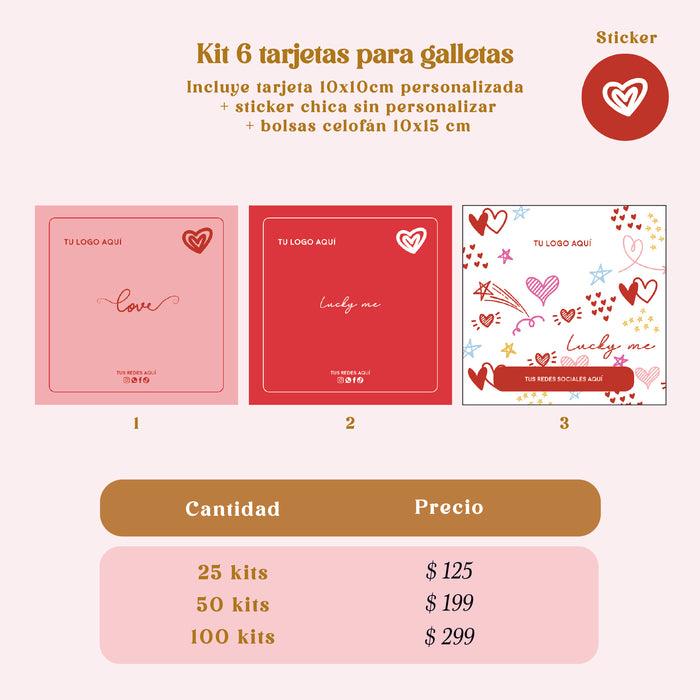 Kit 6 Tarjetas + Bolsa Celofán + Sticker