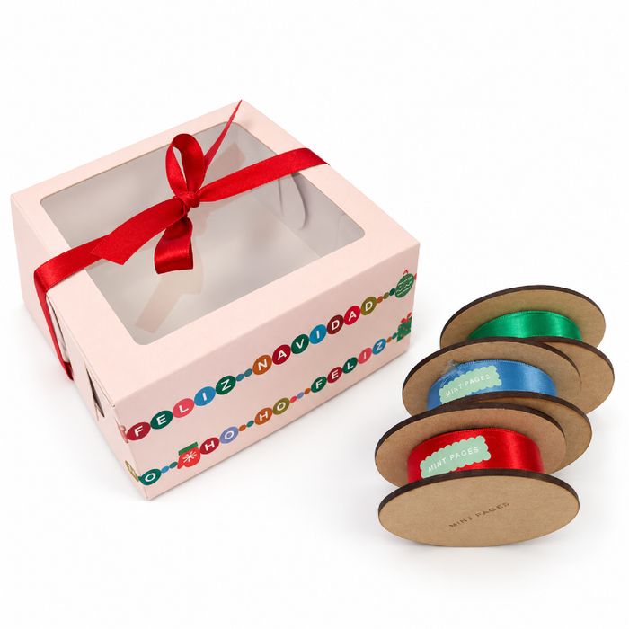 10 cajas acetato navidad + 40m listón