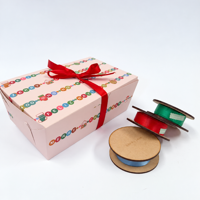 10 cajas mediana navidad + 40m listón