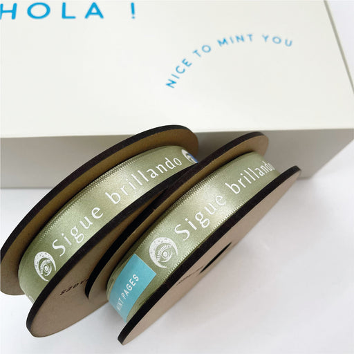 Listón personalizado con tu logo o diseño. Listón impreso con logo. Listones personalizados. Mint Pages